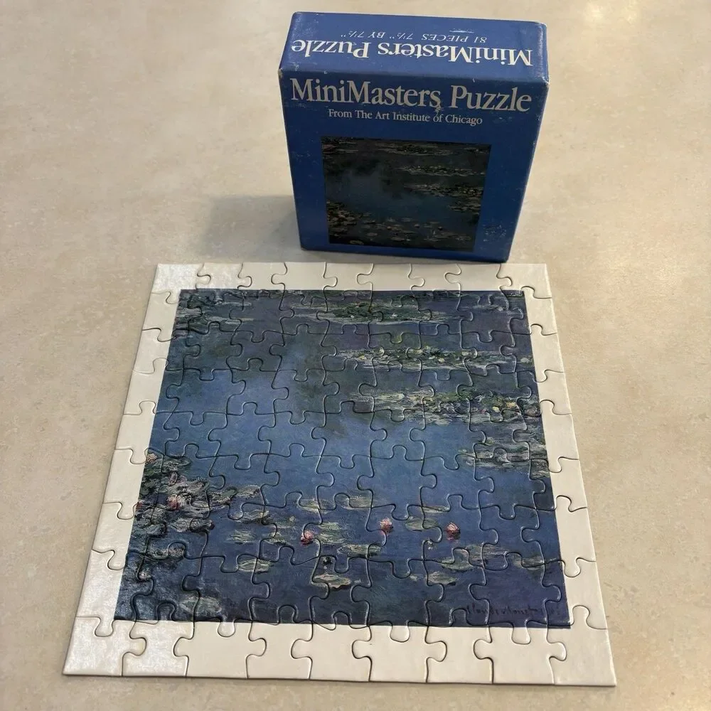 Mini Masters Monet Water Lilies Jigsaw Puzzle 7”X 7” Complete 81 pcs Vintage